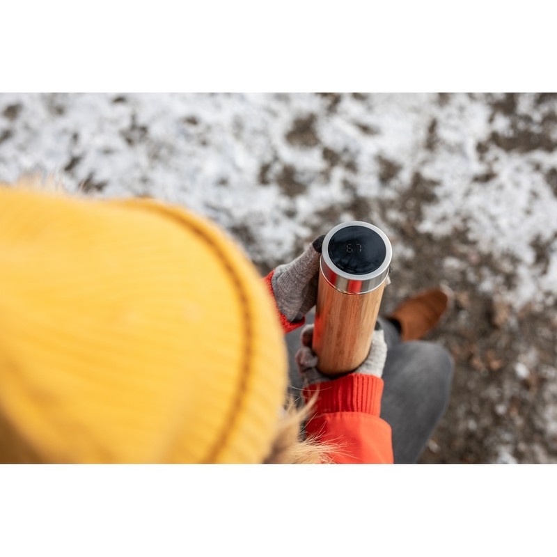 Termos din bambus 500 ml cu sită pentru oprirea drojdiei și afișaj digital tactil pentru temperatura băuturilor | Georgia 3 Termos din bambus 500 ml cu sită pentru oprirea drojdiei și afișaj digital tactil pentru temperatura băuturilor | Georgia - imagine 3