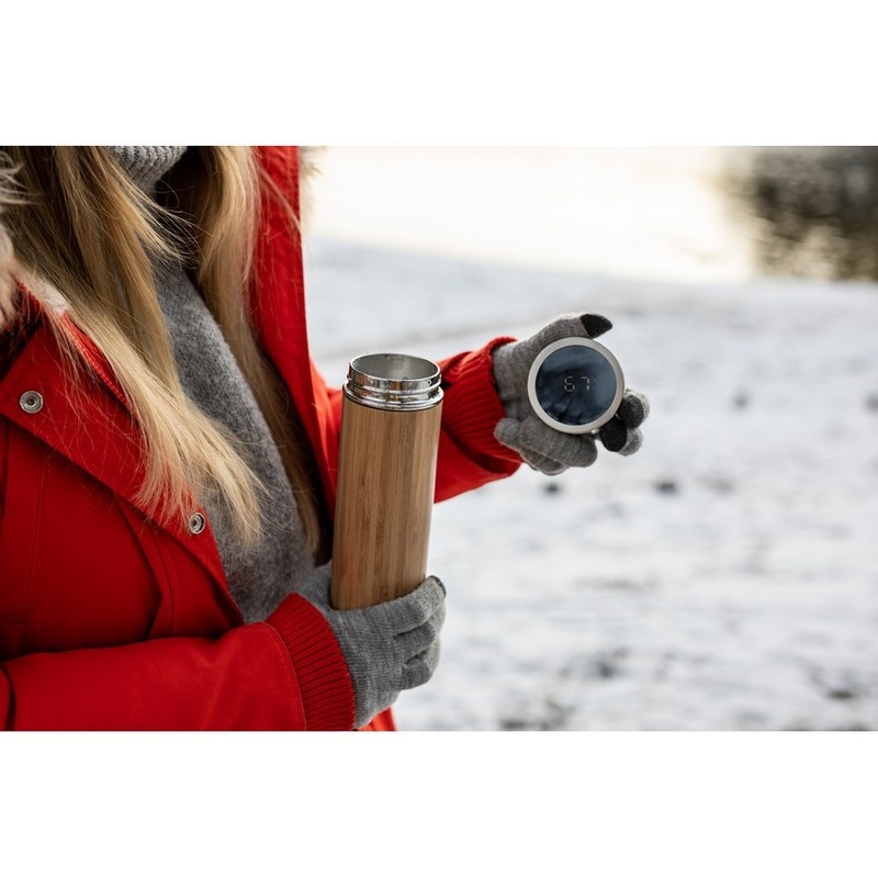 Termos din bambus 500 ml cu sită pentru oprirea drojdiei și afișaj digital tactil pentru temperatura băuturilor | Georgia 4 Termos din bambus 500 ml cu sită pentru oprirea drojdiei și afișaj digital tactil pentru temperatura băuturilor | Georgia - imagine 4