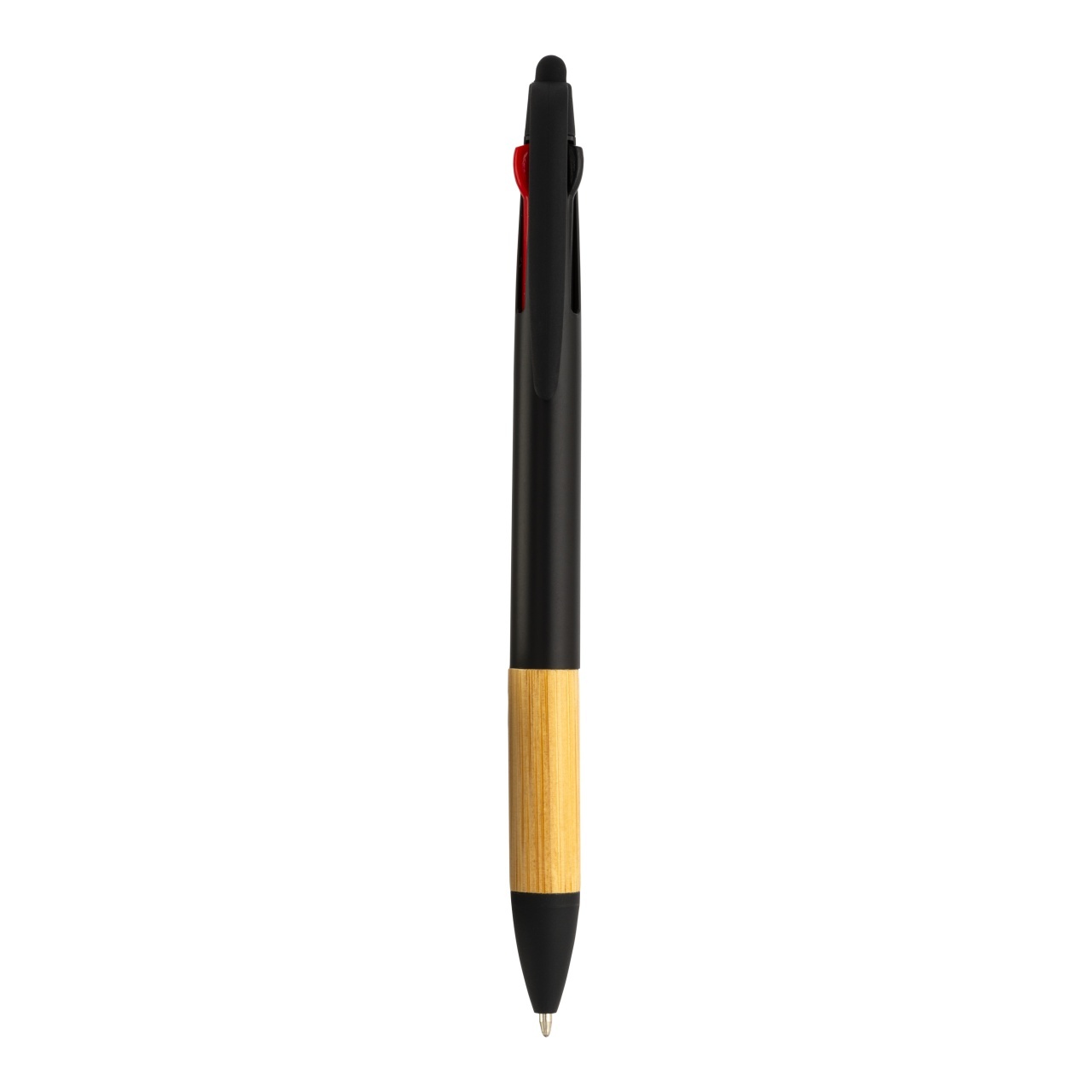 Pix cu clic din plastic cu 3 rezerve, cu ecran tactil din cauciuc, mâner din bambus 4 Pix cu clic din plastic cu 3 rezerve, cu ecran tactil din cauciuc, mâner din bambus - imagine 4