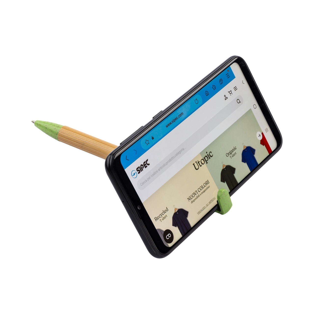Pix cu răsucire din bambus și paie de grâu cu suport pentru telefON mobil 7 Pix cu răsucire din bambus și paie de grâu cu suport pentru telefON mobil - imagine 7