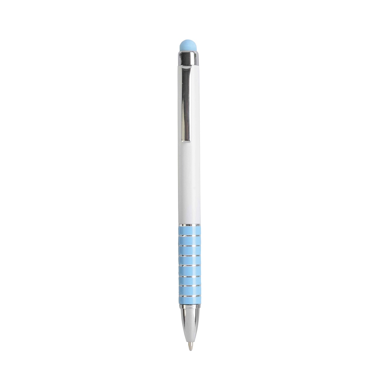 Stilou rotativ cu corp din plastic alb și mâner din aluminiu colorat, în tON cu ecranul tactil 2 Stilou rotativ cu corp din plastic alb și mâner din aluminiu colorat, în tON cu ecranul tactil - imagine 2