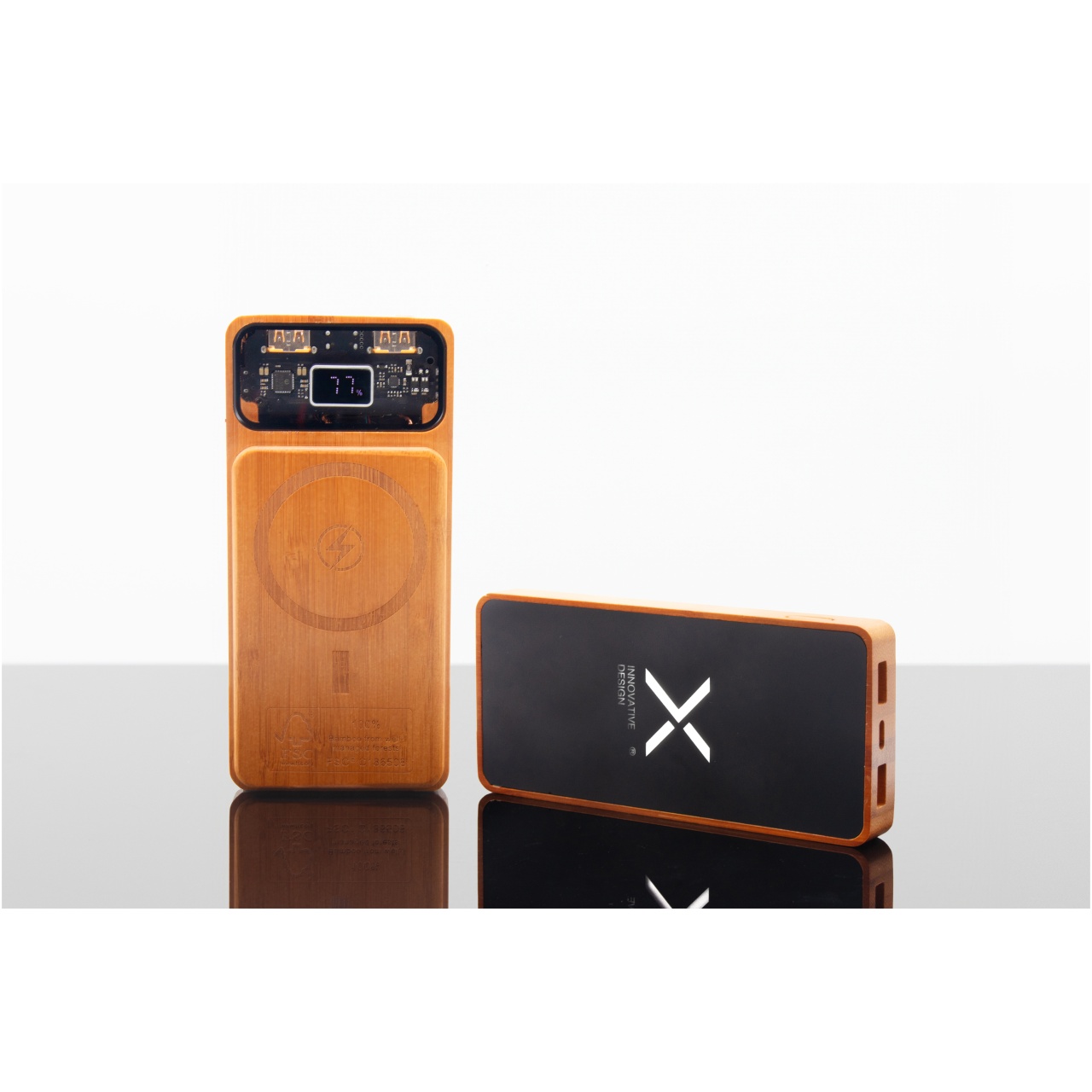 PF Baterie externă magnetică SCX.design P48, 10.000 mAh, din lemn, 15W 3 PF Baterie externă magnetică SCX.design P48, 10.000 mAh, din lemn, 15W - imagine 3