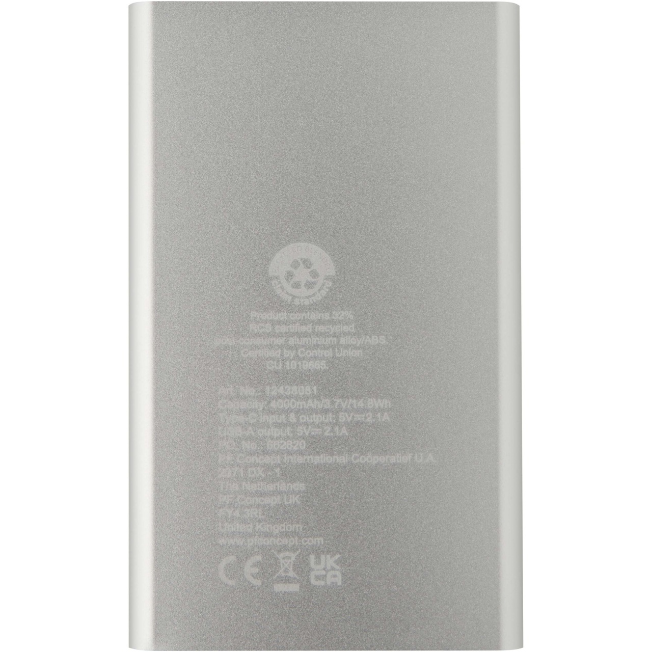 PF Baterie externă Pep 4000 mAh tip C din aluminiu reciclat 10 PF Baterie externă Pep 4000 mAh tip C din aluminiu reciclat - imagine 10