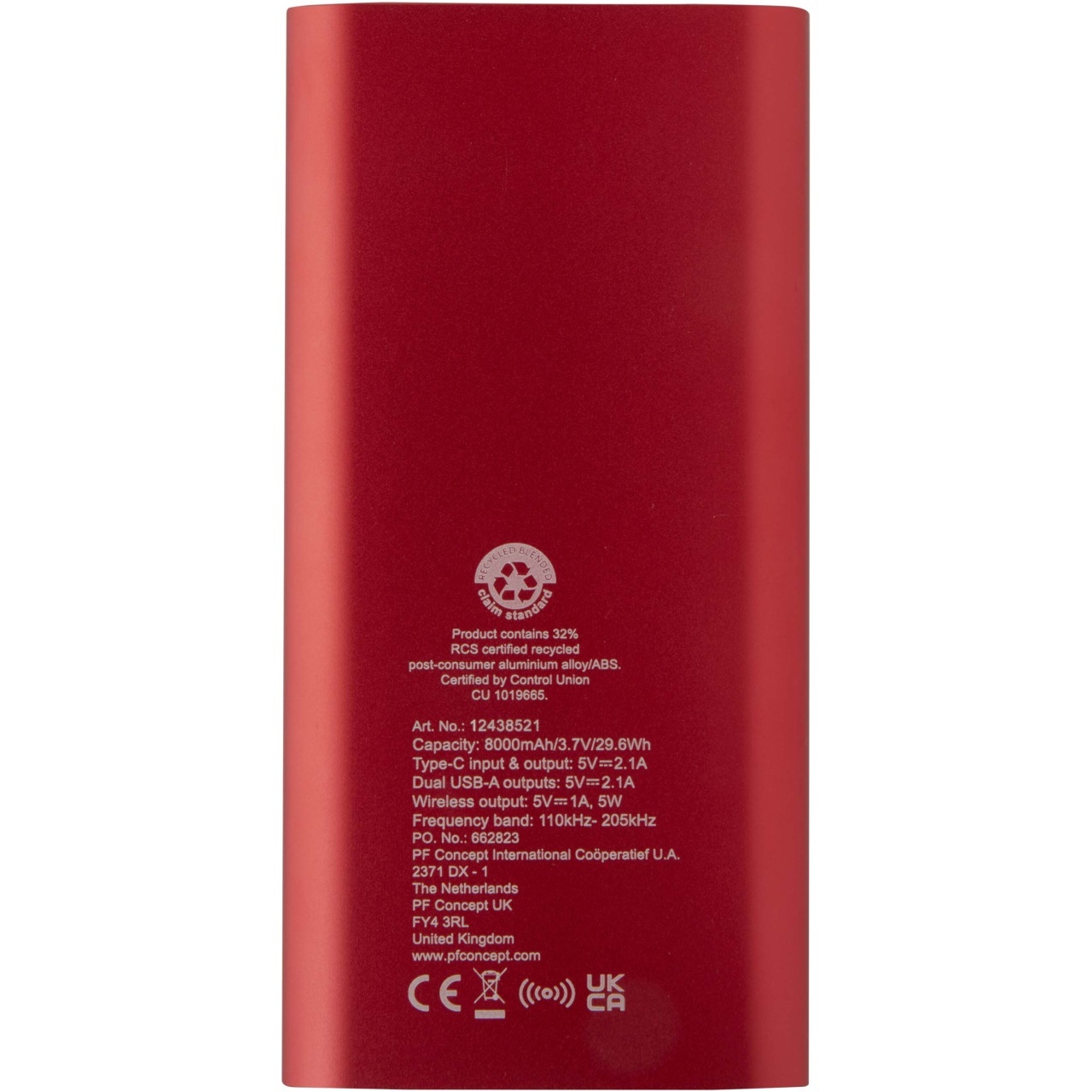 PF Baterie externă wireless Juice, 8000 mAh, tip C, din aluminiu reciclat 5 PF Baterie externă wireless Juice, 8000 mAh, tip C, din aluminiu reciclat - imagine 5