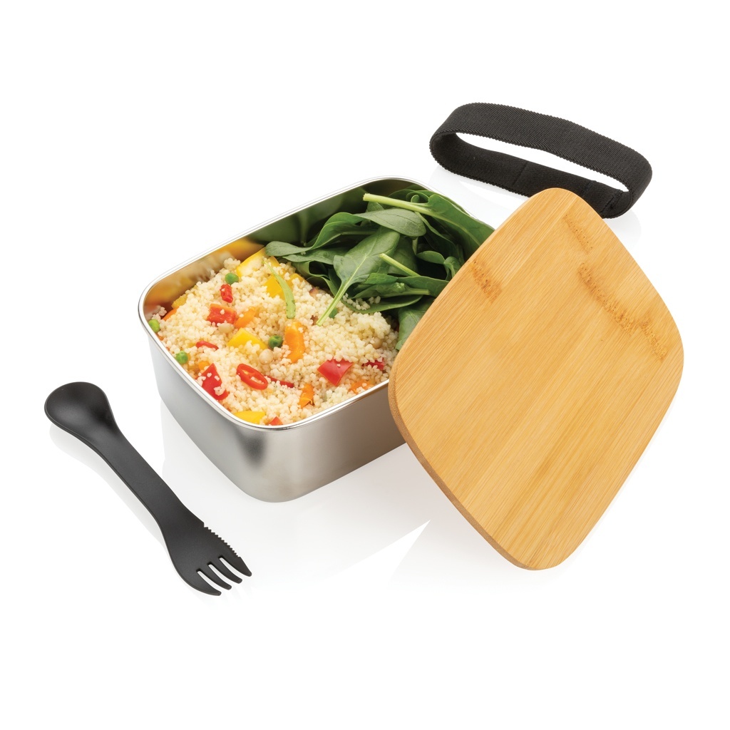 XD Cutie de prânz din oțel inoxidabil cu capac și spork din bambus 3 XD Cutie de prânz din oțel inoxidabil cu capac și spork din bambus - imagine 3