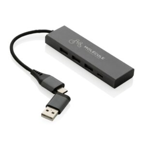 XD Hub Terra RCS din aluminiu reciclat cu 3 porturi USB
